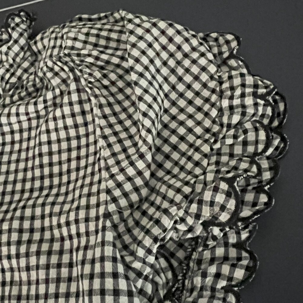 Max Studio Black and White Checked Short Sleeve top - Picture 3 of 4